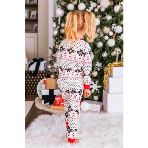 Charming Girls Snowflake Pattern Christmas Pajamas Pants Set