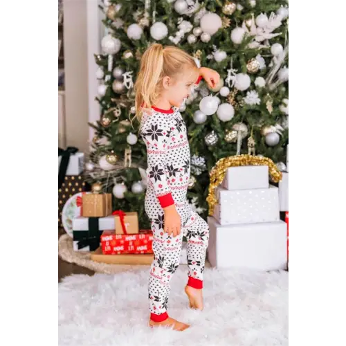 Charming Girls Snowflake Pattern Christmas Pajamas Pants Set
