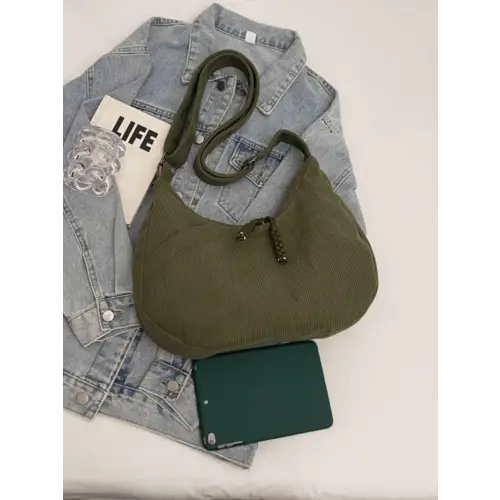 Beige Corduroy Shoulder Bag