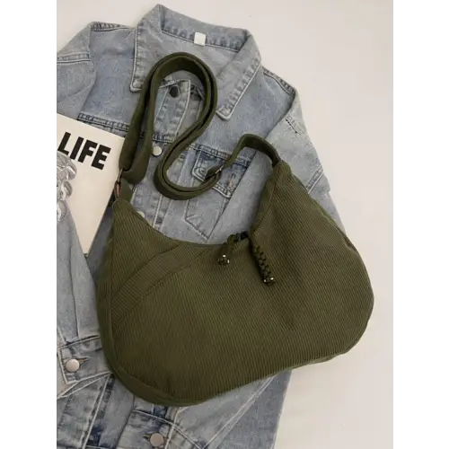 Beige Corduroy Shoulder Bag