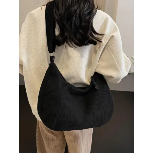 Beige Corduroy Shoulder Bag