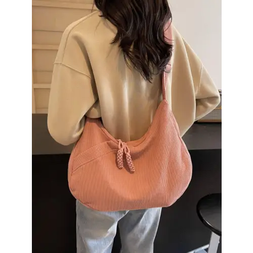 Beige Corduroy Shoulder Bag