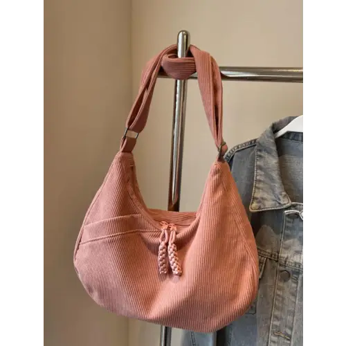 Beige Corduroy Shoulder Bag