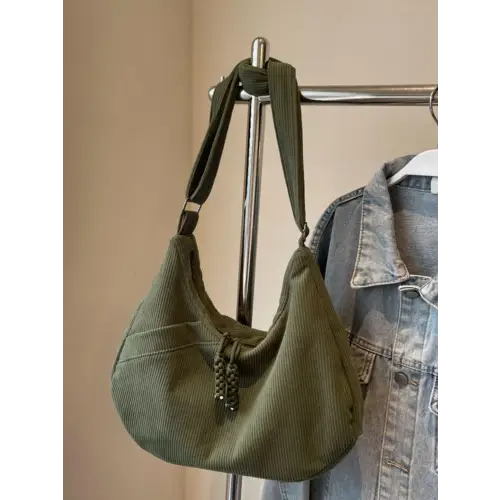 Beige Corduroy Shoulder Bag