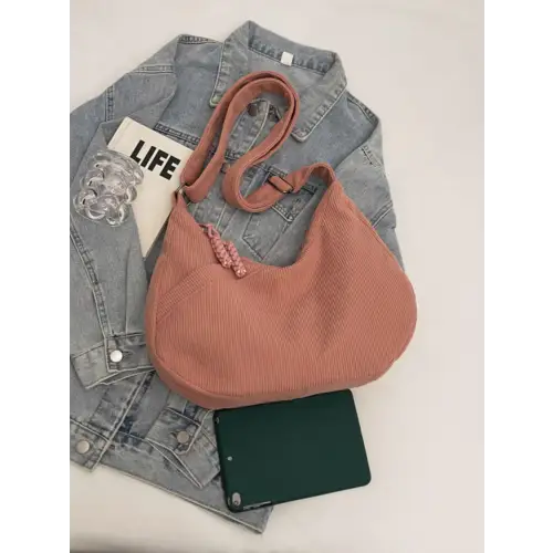 Beige Corduroy Shoulder Bag