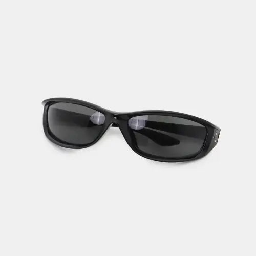 Chic Black Frame Rectangle Sunglasses with Durable Polycarbonate Frame Black One Size