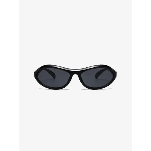 Black Framed Cat Eye Polycarbonate Sunglasses with Pink Lenses