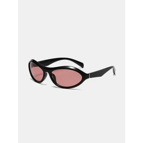 Black Framed Cat Eye Polycarbonate Sunglasses with Pink Lenses Black Pink One Size