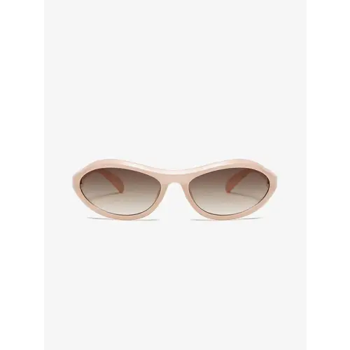 Black Framed Cat Eye Polycarbonate Sunglasses with Pink Lenses