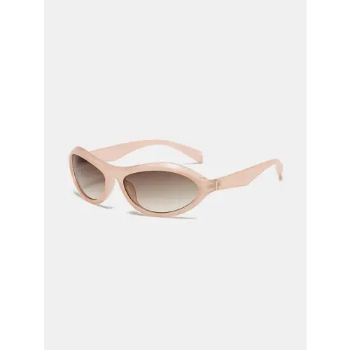 Black Framed Cat Eye Polycarbonate Sunglasses with Pink Lenses