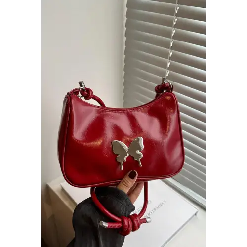Chic Black Patent Leather Butterfly PU Leather Knotted Strap Shoulder Bag