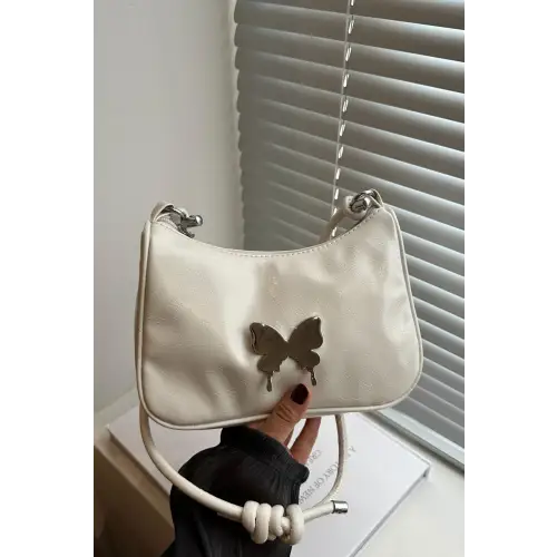 Chic Black Patent Leather Butterfly PU Leather Knotted Strap Shoulder Bag