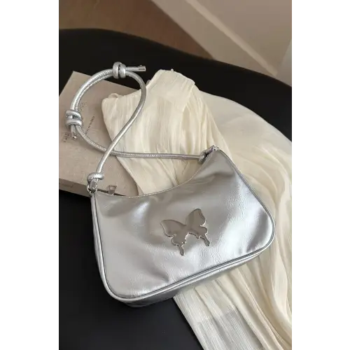 Chic Black Patent Leather Butterfly PU Leather Knotted Strap Shoulder Bag