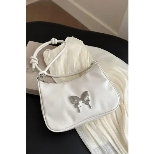 Chic Black Patent Leather Butterfly PU Leather Knotted Strap Shoulder Bag