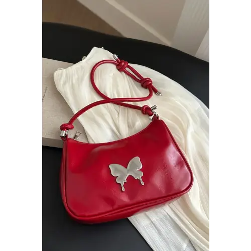 Chic Black Patent Leather Butterfly PU Leather Knotted Strap Shoulder Bag