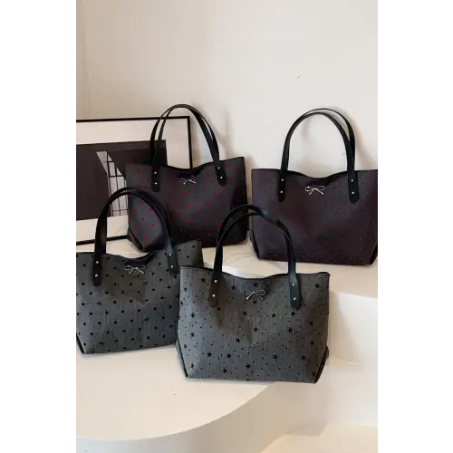 Chic Bow Polka Dot Tote Bags for Stylish Everyday Bow Tie One Size