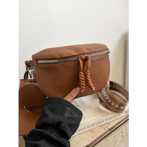 Chic Brown Faux Leather Adjustable Strap Crossbody Bag with Coin Purse Brown One Size