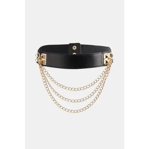 Gold Chain Belt Black One Size
