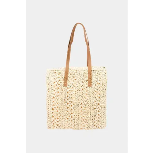 Fame Braided Tote Bag Ivory One Size
