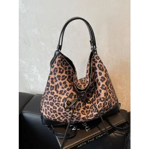 Chic Leopard Dual Purpose Crossbody Bag for Trendy Style Mocha One Size