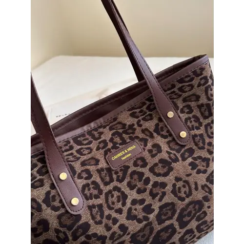 Chic Leopard Polyester Tote Bag with Stylish Brown Straps