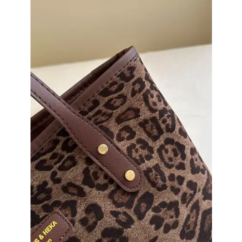 Chic Leopard Polyester Tote Bag with Stylish Brown Straps