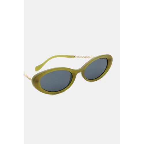 Chic Olive Green Frame Cat-Eye Sunglasses for Effortless Style