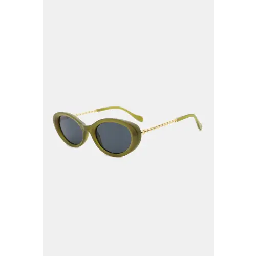 Chic Olive Green Frame Cat-Eye Sunglasses for Effortless Style