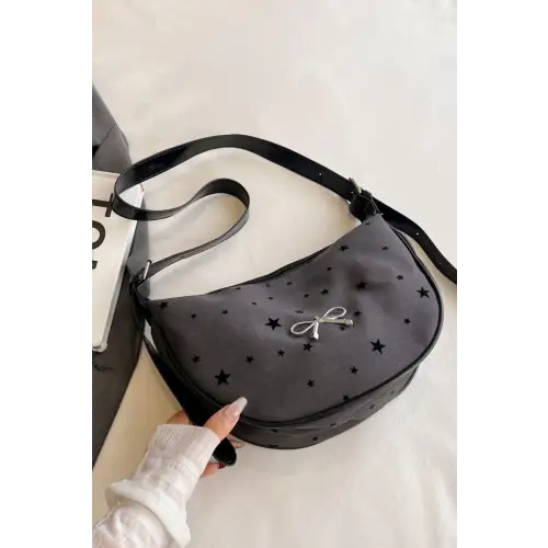 Chic Polka-Dotted Crossbody Bag with Polyester Printed Adjustable Strap