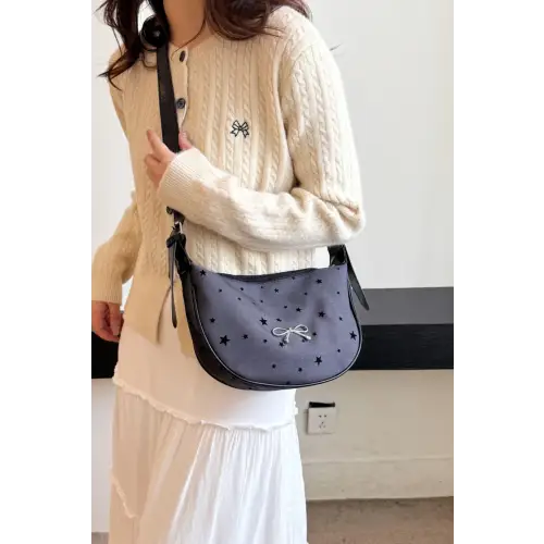 Chic Polka-Dotted Crossbody Bag with Polyester Printed Adjustable Strap