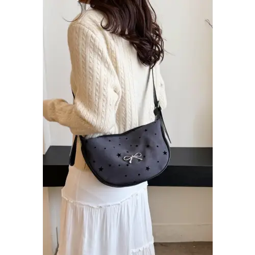 Chic Polka-Dotted Crossbody Bag with Polyester Printed Adjustable Strap