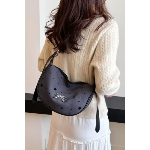 Chic Polka-Dotted Crossbody Bag with Polyester Printed Adjustable Strap