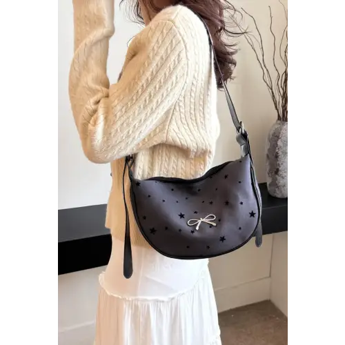 Chic Polka-Dotted Crossbody Bag with Polyester Printed Adjustable Strap