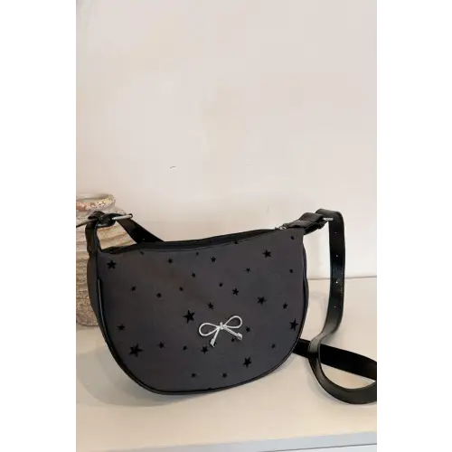 Chic Polka-Dotted Crossbody Bag with Polyester Printed Adjustable Strap