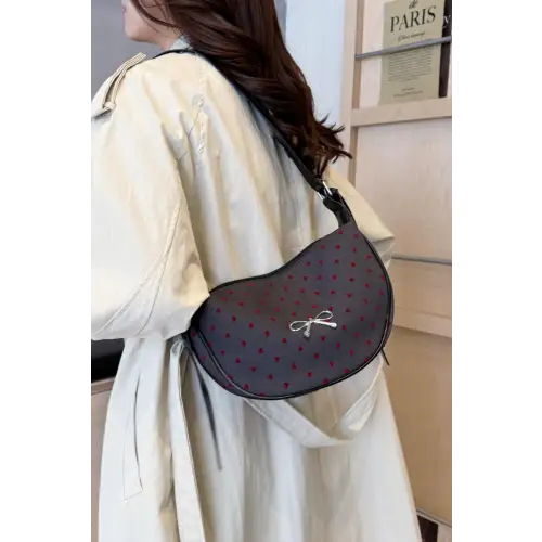Chic Polka-Dotted Crossbody Bag with Polyester Printed Adjustable Strap