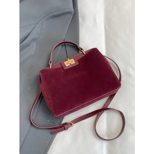 Chic Handbags with Gold Clasps and Removable Straps