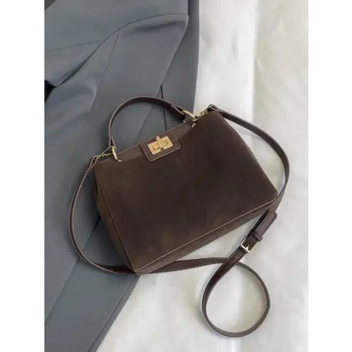 Chic Handbags with Gold Clasps and Removable Straps