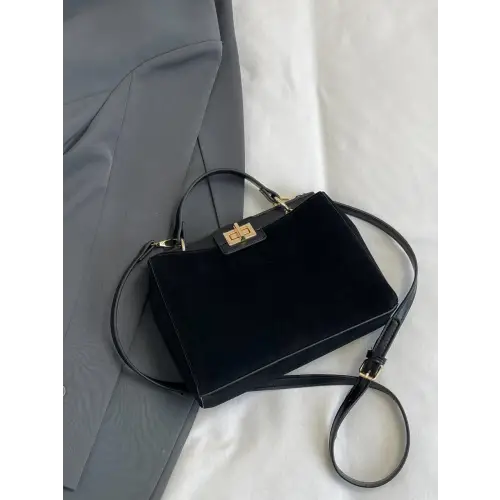 Chic Handbags with Gold Clasps and Removable Straps
