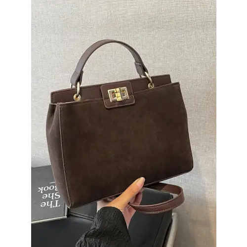Chic Handbags with Gold Clasps and Removable Straps