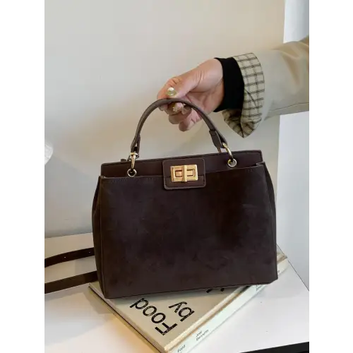 Chic Handbags with Gold Clasps and Removable Straps