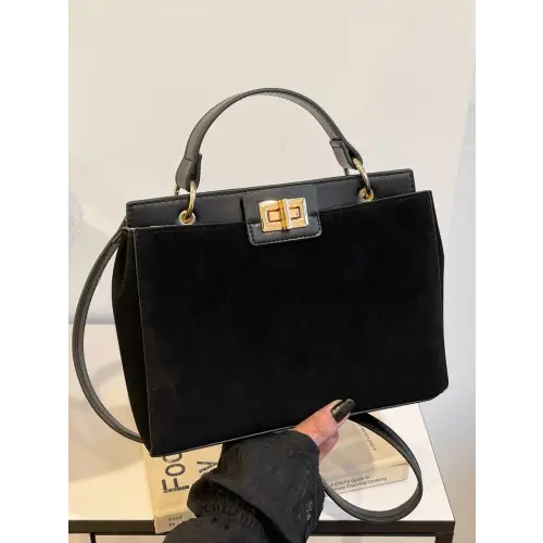 Chic Handbags with Gold Clasps and Removable Straps
