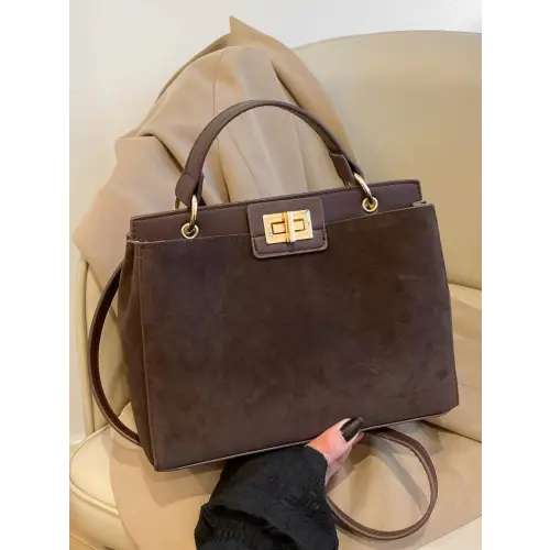 Chic Handbags with Gold Clasps and Removable Straps