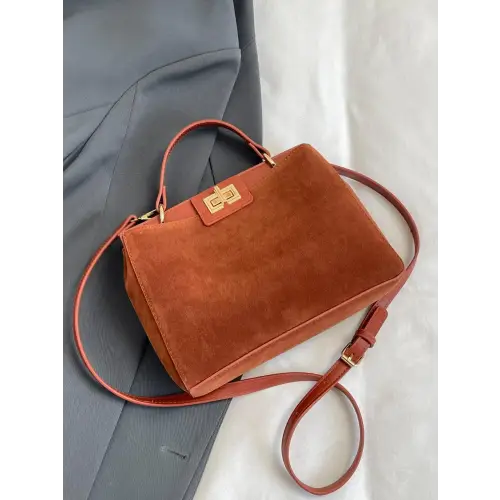 Chic Handbags with Gold Clasps and Removable Straps