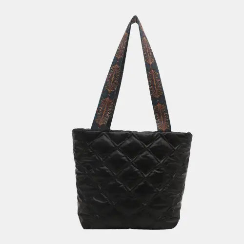 Chic Strap Quilted Handbag with Stylish Leather Printed Strap