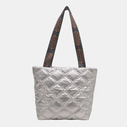 Chic Strap Quilted Handbag with Stylish Leather Printed Strap