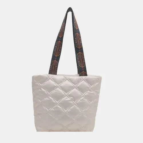 Chic Strap Quilted Handbag with Stylish Leather Printed Strap