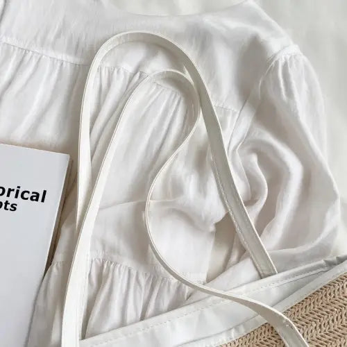 Chic Straw Weave Leather Strap Tote bag