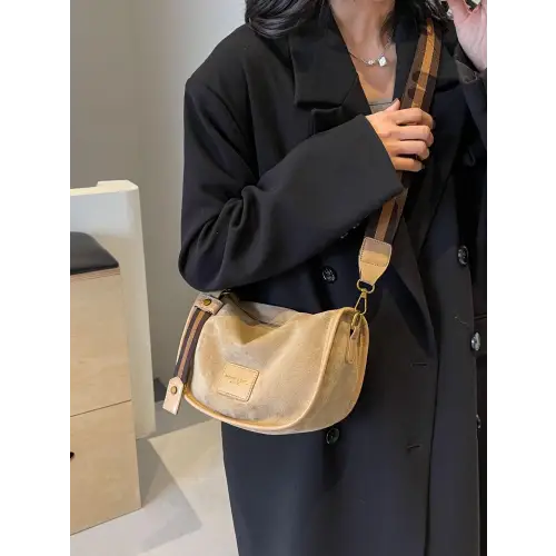 Chic Suede Adjustable Strap Shoulder Bag