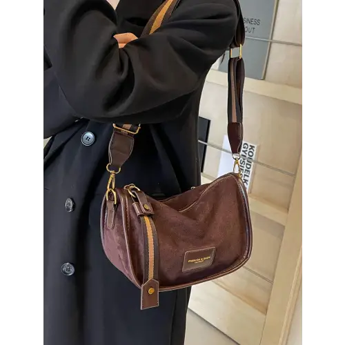 Chic Suede Adjustable Strap Shoulder Bag
