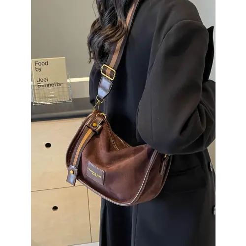 Chic Suede Adjustable Strap Shoulder Bag